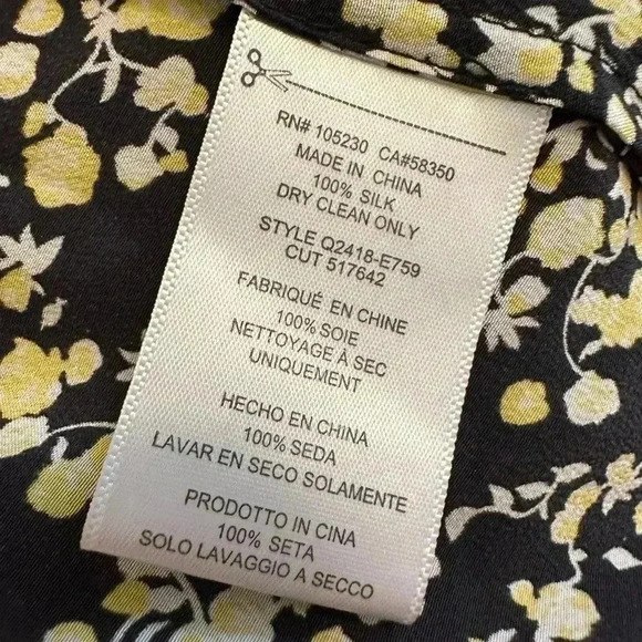 Equipment Femme Sleeveless Black Yellow Floral Print V Neck Silk Dress S - Picture 11 of 11